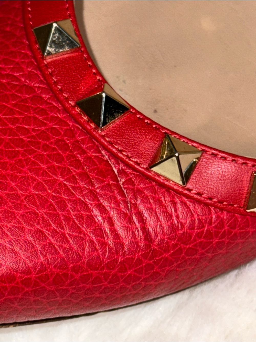 Authentic Valentino Garavani Rockstud Red Leather Point Flats Shoes GUC SmCut 37 - Picture 11 of 16